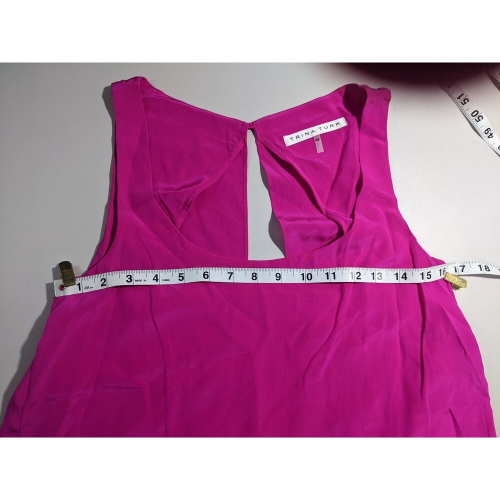 Trina Turk Hot Pink Silk Scoop Neck Layered Tank Top - Picture 5 of 9